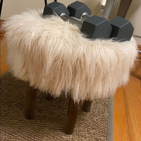 Cost Plus World Market Accents Fuzzy Ottomanaccent Stoolvanity Stool Poshmark